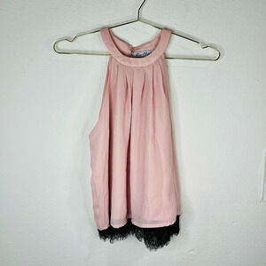 Miss Closet Pink with Black Lace Blouse Size Small